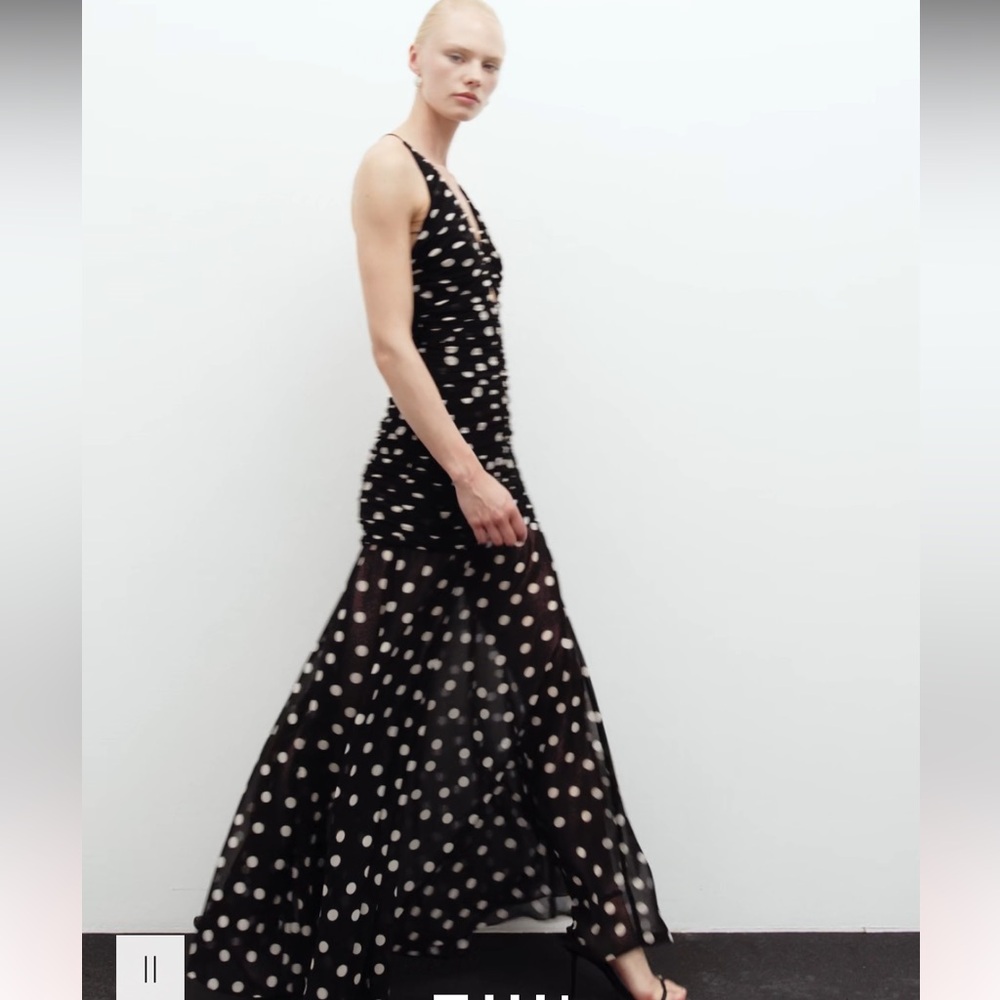 Mango Black and White Polka Dot Maxi Dress